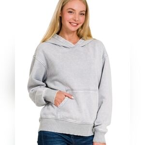 Sleet Acid Wash Fleece Lined Hoodie